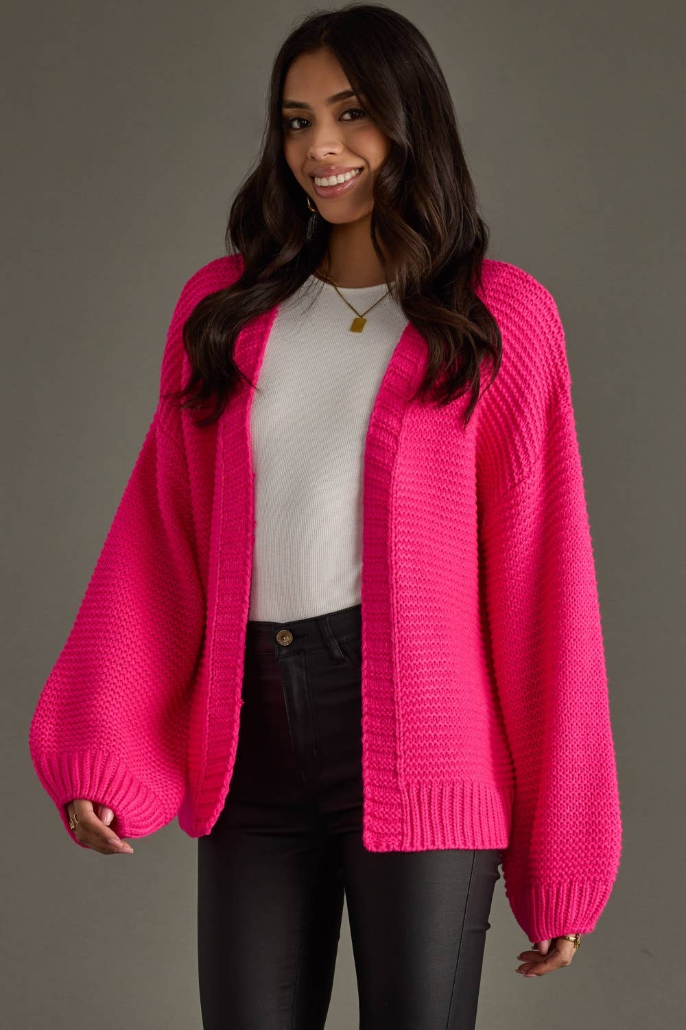 Panache Apparel Co. - Vente Cardigan – femme - Cardigan en tricot de ski rose vif2