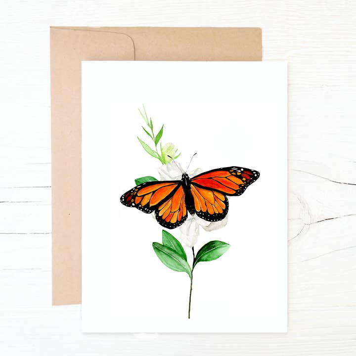 Monarkfjäril på Gardenia Kort 100% Återvunnet för wholesale av Chandler Strange Art