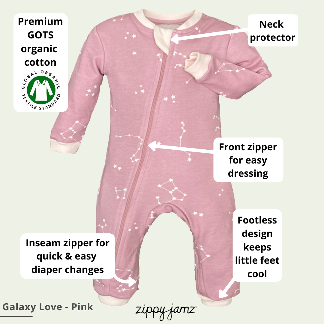 ZippyJamz - Wholesale Jumpsuit - Baby - Galaxy Love - Pink - Babysuit - Footed7