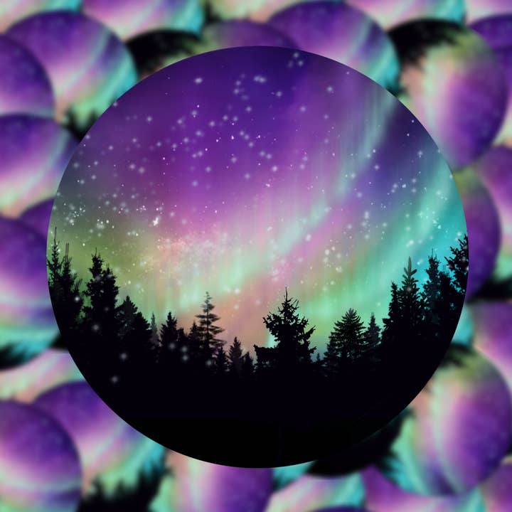 Sticker Cirkel van het noorderlicht voor wholesale door Fuzzy Loon Designs