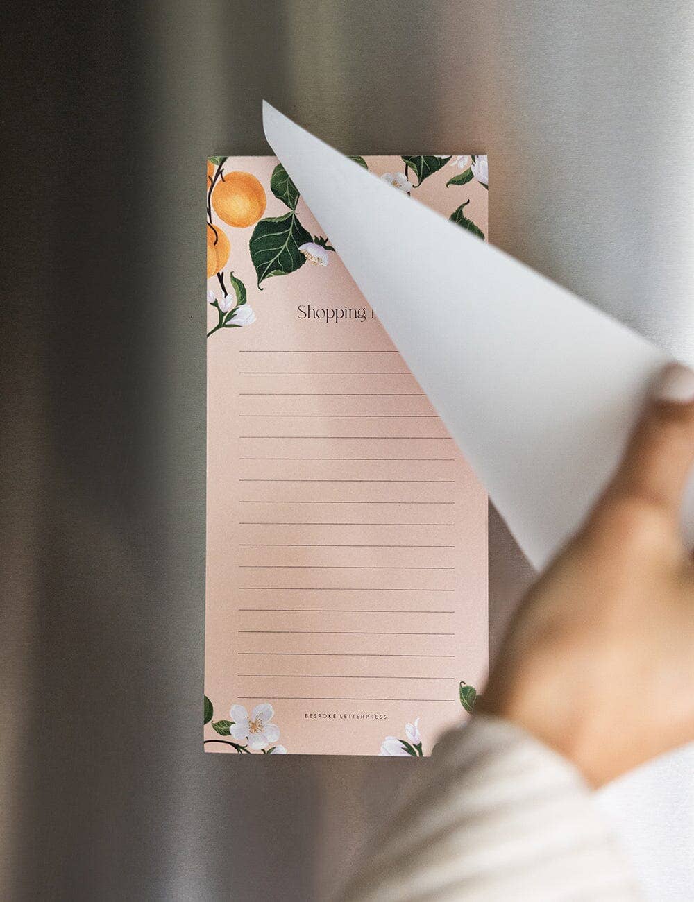 Bespoke Letterpress - Wholesale Notepad - Peaches Shopping List DL Notepad5