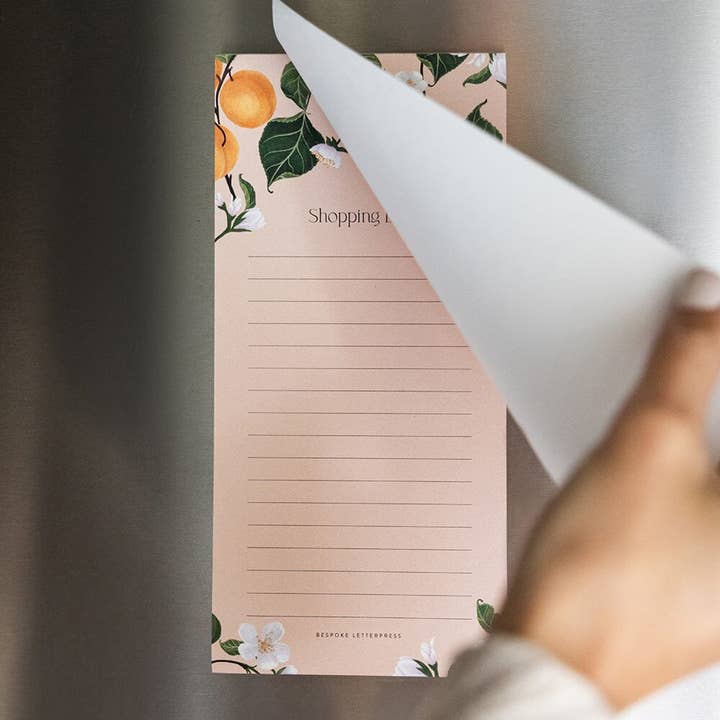 Bespoke Letterpress - Wholesale Notepad - Peaches Shopping List DL Notepad5