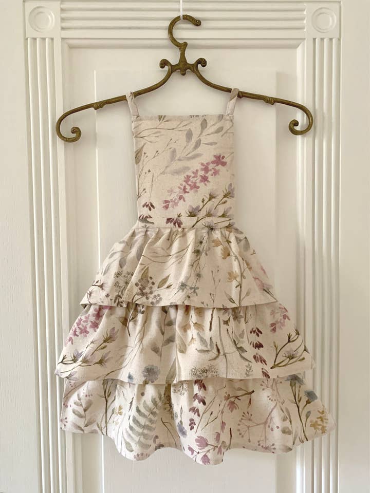 Kids’ Apron with Ruffles, Linen-Cotton Mix, Printed | Aitana for wholesale by Hortensias Home