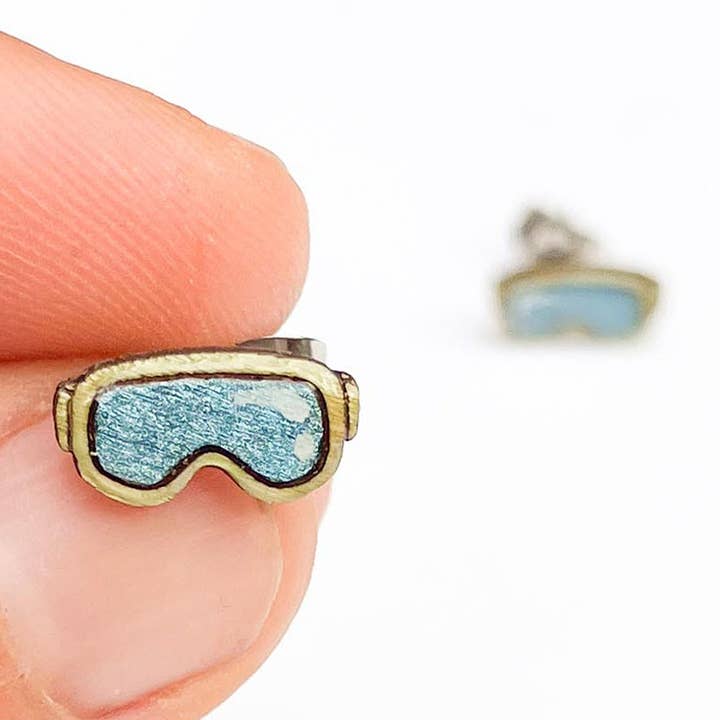Snowboard Apres Ski Stud Earrings - Ski Goggle Gifts for wholesale by PinTonik