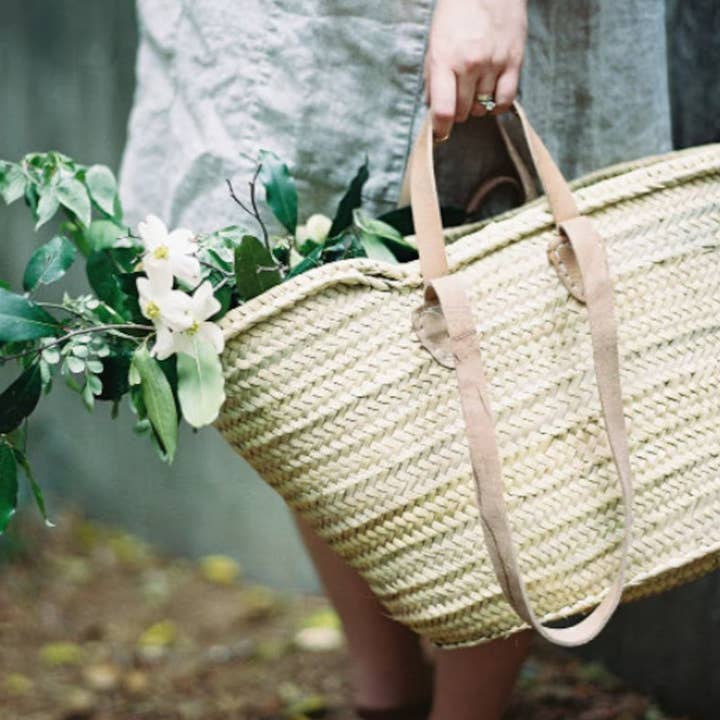 ProHandmadeDesign - Wholesale Beach Bag - Handmade Straw Bag: Leather Strap, French basket Market