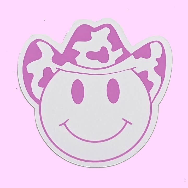Autocollant Visage Souriant Cowboy pour la vente par Unpossible Cuts