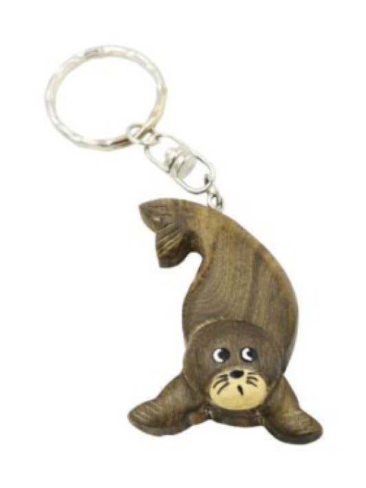 Bayong Wooden Sea Lion Key Chains for wholesale by DK Hawaii