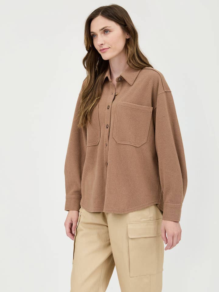 Blu Pepper - Wholesale Knit Top - Women's - RIB KNIT EXPOSED SEAM BUTTON UP TOP21