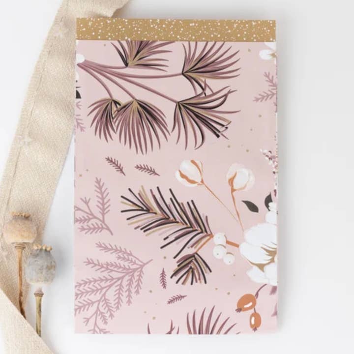 liebevoll verpackt - Wholesale Gift Bag - Paper Bags Flowers & Mistletoe Pink (Christmas)1