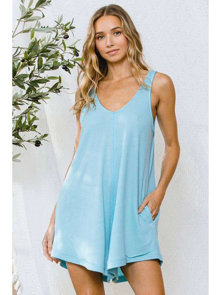 Ces Femme USA - Wholesale Romper - Women's - Sleeveless Solid Romper with Pockets / BJ6862SA