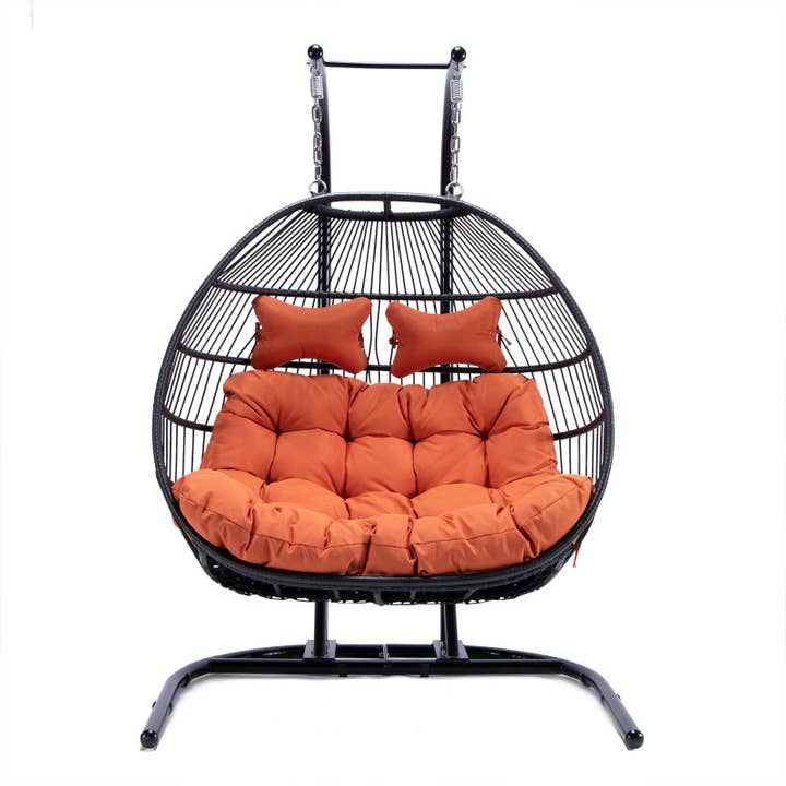LeisureMod - Wholesale Egg Chair - Wicker 2 Person Double Folding Hanging Egg Swing Chair106