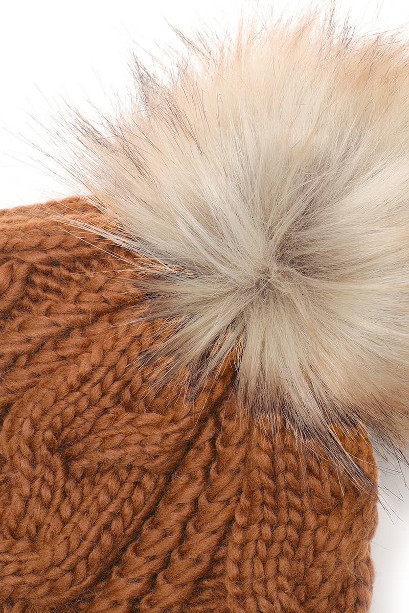 Fashion City - Wholesale Beanie - Women's - Women's Faux Fur Pom Beanie Hat with Sherpa Lining12