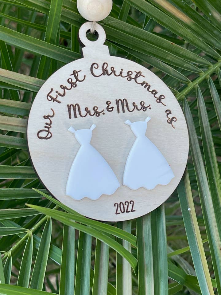 Mrs and Mrs My First Christmas Ornament for wholesale by BUBBLEHEAD INK