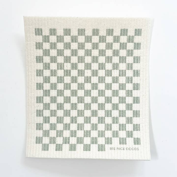 Checkerboard Sponge Cloth - sage for wholesale by Bee Nice Goods