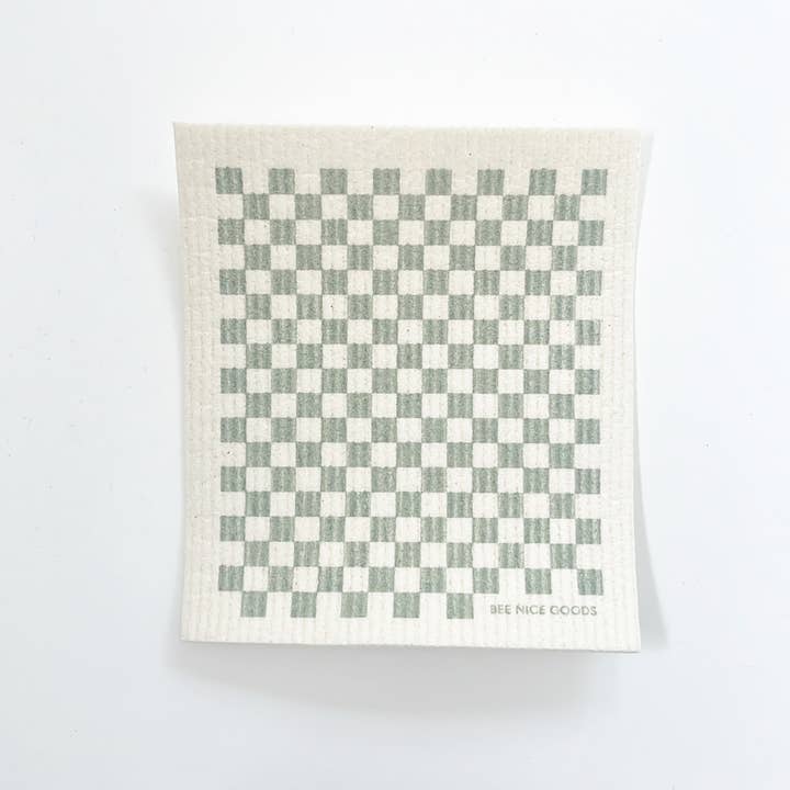Checkerboard Sponge Cloth - sage for wholesale by Bee Nice Goods
