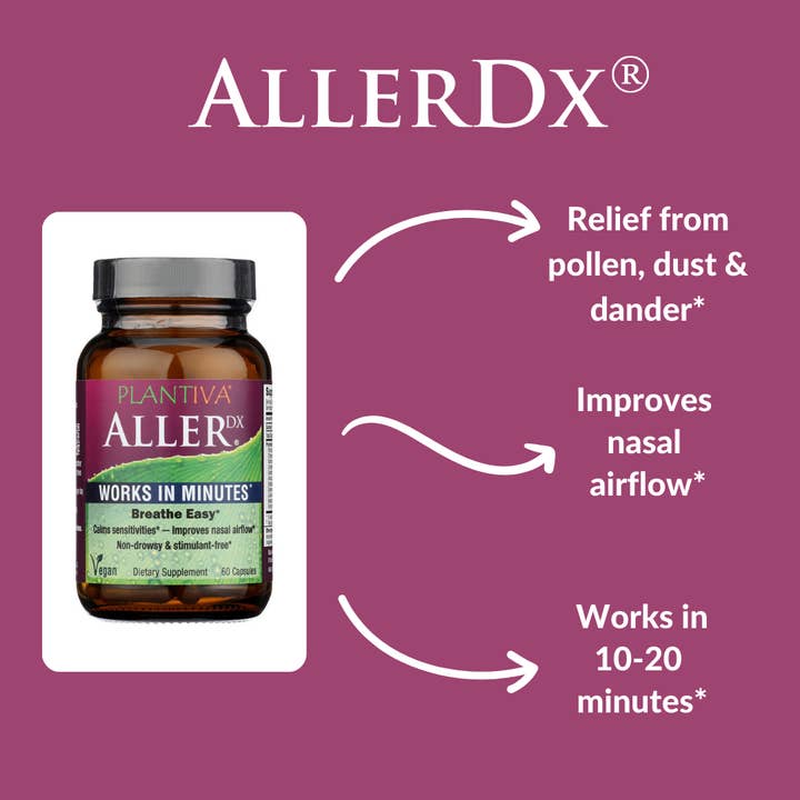 Plantiva - Natural Wellness - Wholesale Oral Supplement/Vitamin - AllerDx® 60-Capsule Glass Bottle (Vegan)