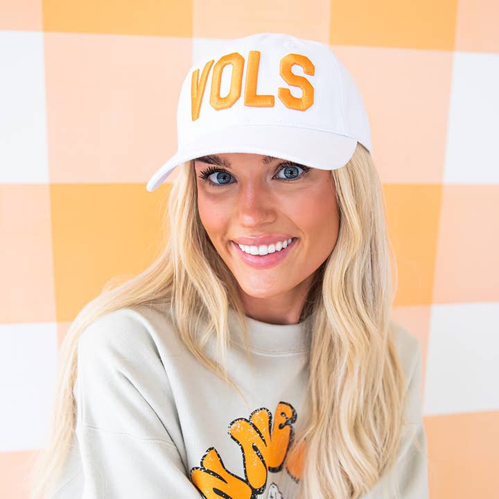 Southern Made Tees - Wholesale Baseball Cap - Women's - "VOLS" White Baseball Cap