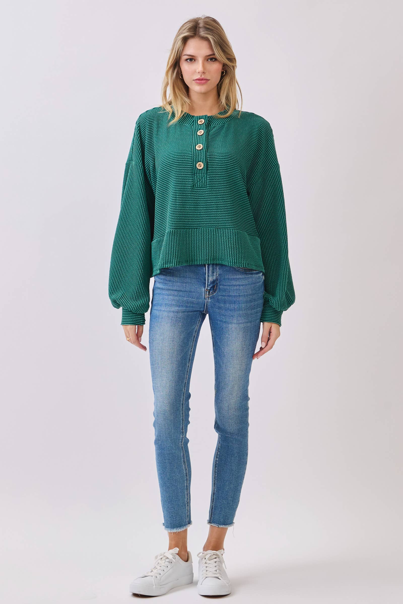 BOMBOM - Wholesale Knit Sweater - Women's - TL2078 Ribbed Button-Up Knit Pullover7