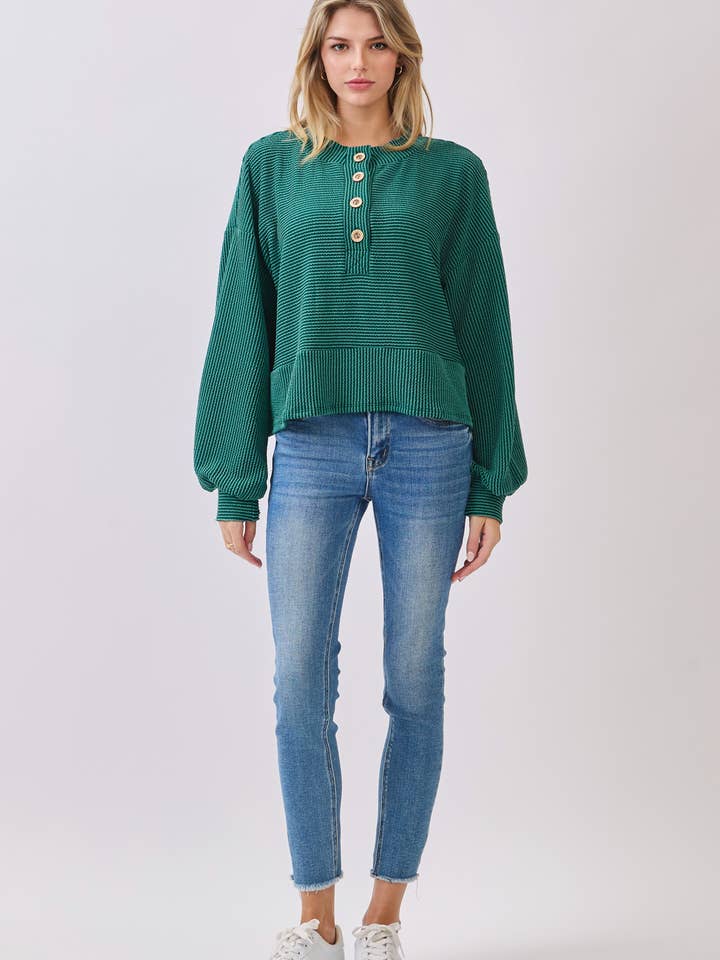 BOMBOM - Wholesale Knit Sweater - Women's - TL2078 Ribbed Button-Up Knit Pullover7