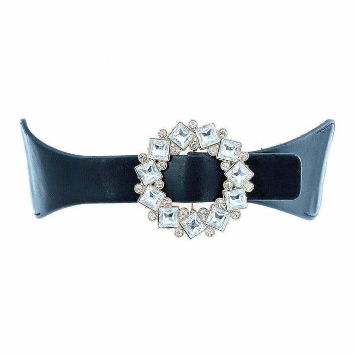 Diacly - Wholesale Belt - Women's - Square Circle Crystal Buckle Elastic Stretch Belt