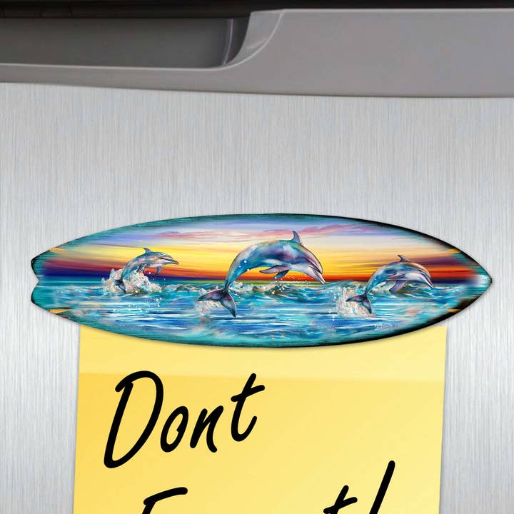 Dolphin's Dance Eco Wood Magnets - Surfboard Design for wholesale by Designocracy