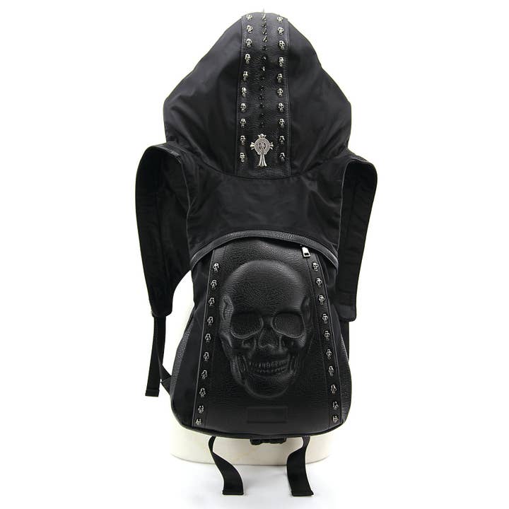 Skeleton Backpack with Hoodie in Vinyl and Polyester for wholesale by COMECO INC