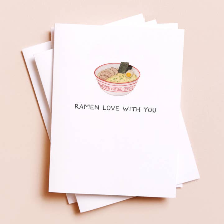 Amy Zhang - Wholesale Love Card - Ramen Love With You — Asian Food Pun Love Card0
