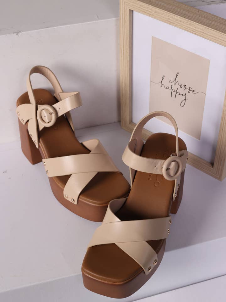 Cristina Cross Strap Embellished Heels for wholesale by Rag Company