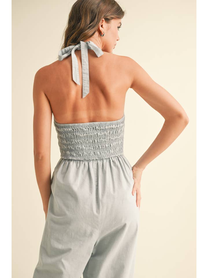 MIOU MUSE - Wholesale Jumpsuit - Women's - JU3394 DYE & WASH VISCOSE SMOCKED ON TOP