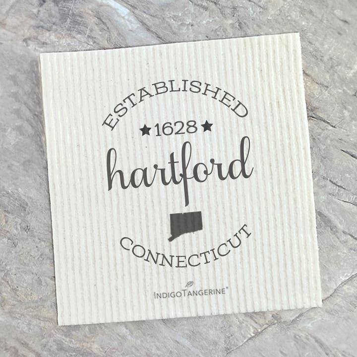 Circle Est, City, State - Custom Swedish Dish Cloth for wholesale by Indigo Tangerine