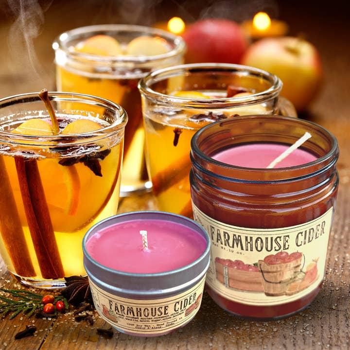 Farmhouse Cider | Fall Candles | USA MADE | 100% Soy Wax for wholesale by Wanderlust Folk