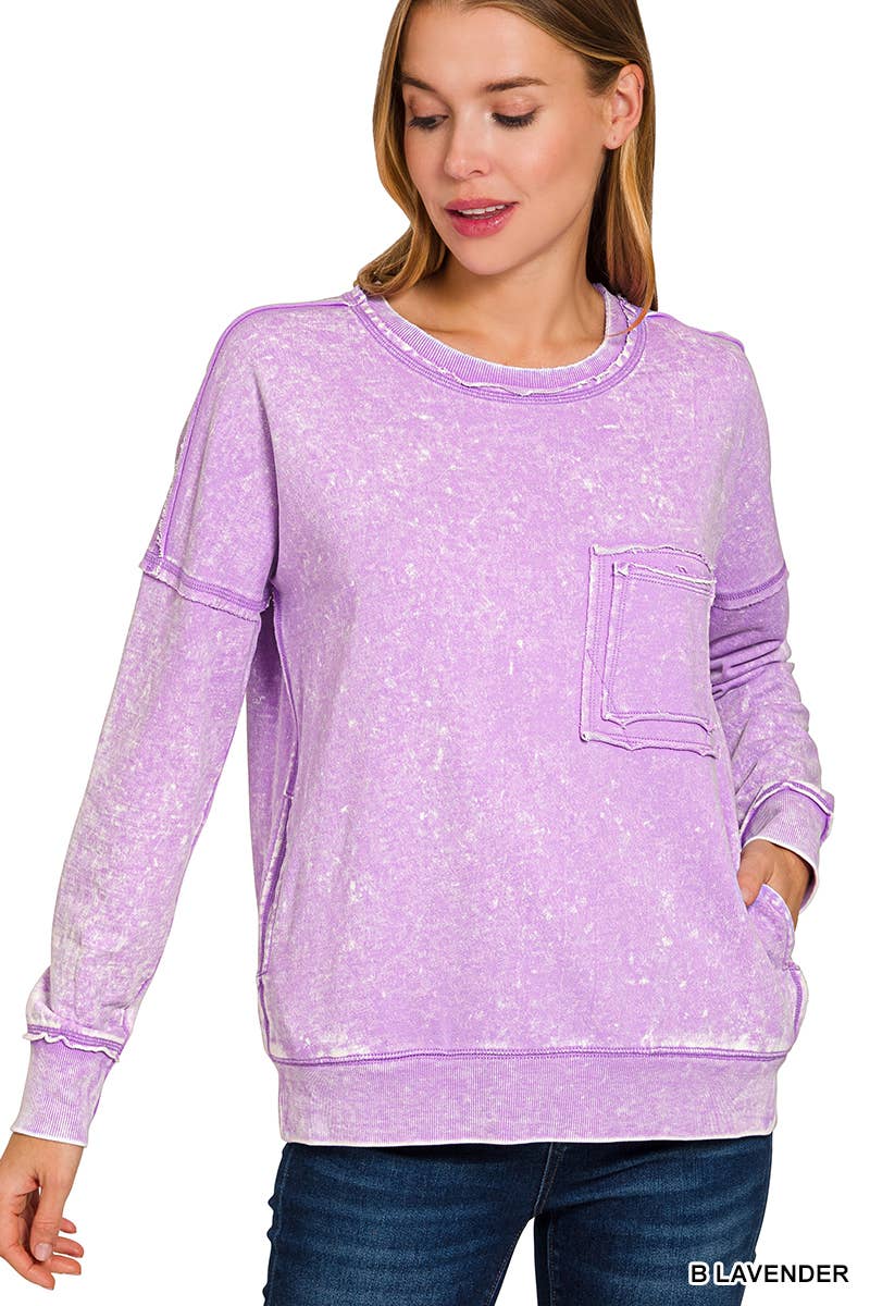 42POPS - Vendita all'ingrosso Felpa - Donna - Pullover in French Terry lavaggio acido.50