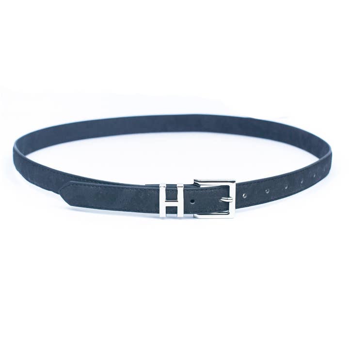 Meninas Bonitas Cork – wholesale Belt – Women's – Double-Sided Cork Belt with H Logo Design, Women's Silver L-10043