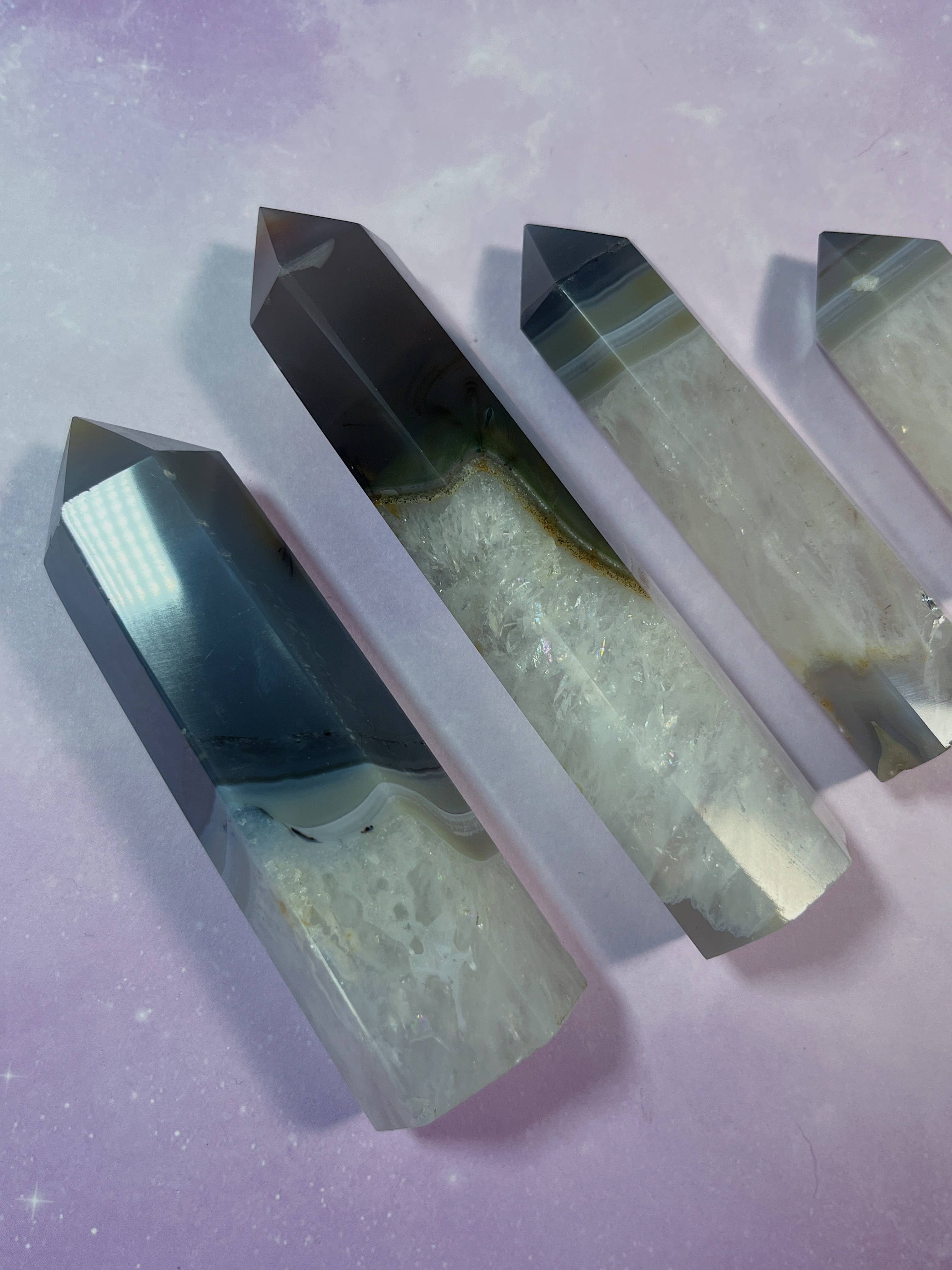 Mystical Moon Shop - Wholesale Spiritual Stone/Crystal - Banded Gray Agate Towers 4pcs Lot Wholesale1