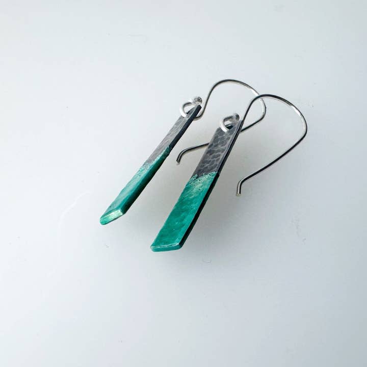 Two Tone Silver Enamel Bar Earrings for wholesale by MaisyPlum