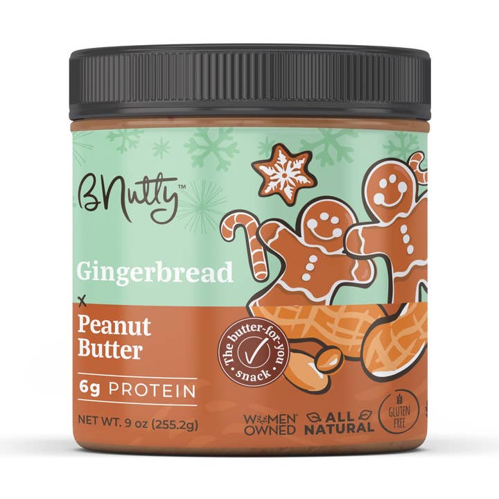 Gingerbread BNutty Peanut Butter- Case of 6- 9oz for wholesale by BNutty Peanut Butter