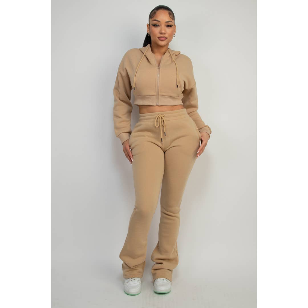 Boswell - Wholesale Lounge Set - Women's - FLEECE HOODED TOP AND PANTS SET2