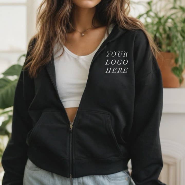 Custom LOGO Zip Up *Embroidered // Gildan, One-Sided Print and other Purchase Wholesale custom activewear. Free Returns & Net 60 Terms on Faire trending on Faire.