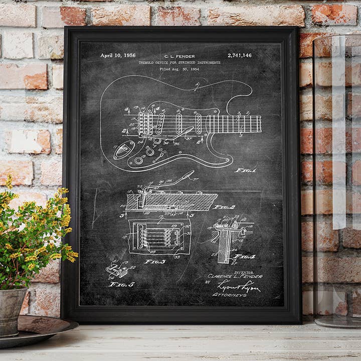 Fresh Prints of CT - Wholesale Art Print - Fender Guitar 1956 Patent Art Print - Music