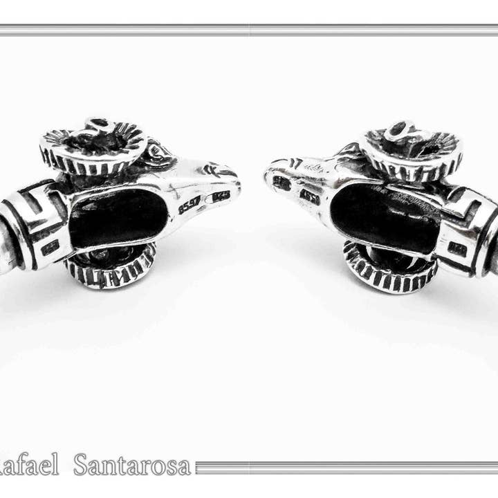 RAFAEL SANTAROSA - Vendita all'ingrosso Bracciale a polsino - Bracciale rigido in argento con testa di ariete doppia3