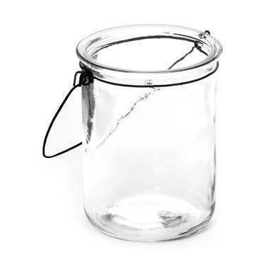 Round Clear Glass Candle Holder Vase w/ Metal Hanger for wholesale by Willow Group