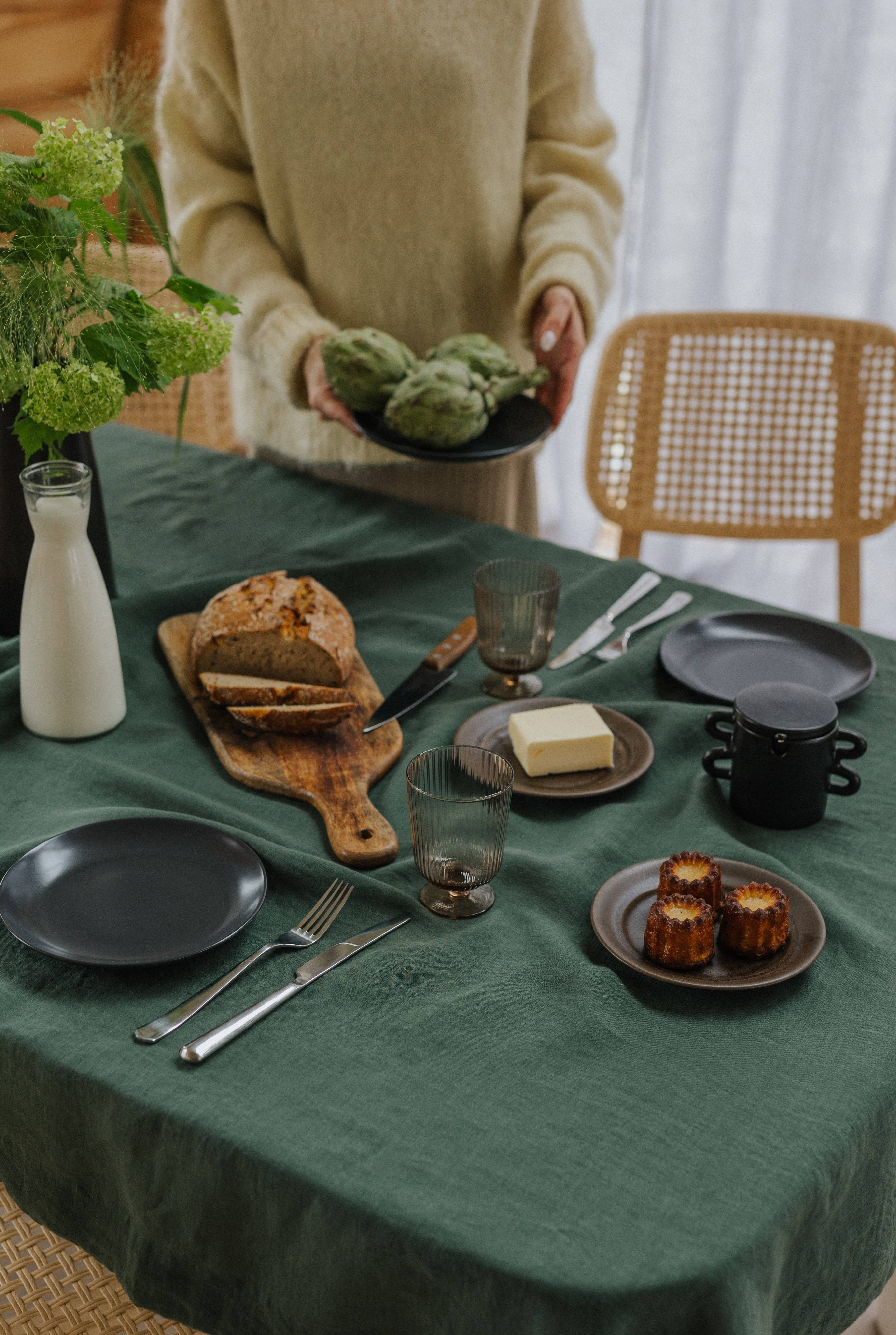 Linen Spells – Großhandel Tischdecken – Leinen-Tischdecke, Waldgrün6