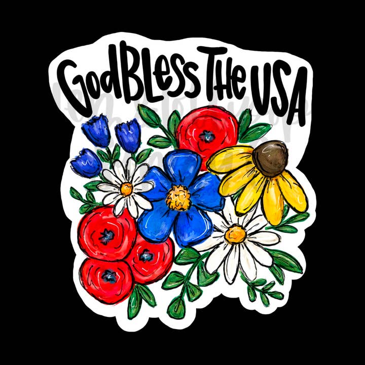 God bless floral sticker for wholesale by Lem&Lollipops Supply Co. LLC