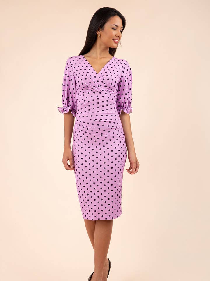 Vestido Palacio Polka Dot Print por atacado de Diva