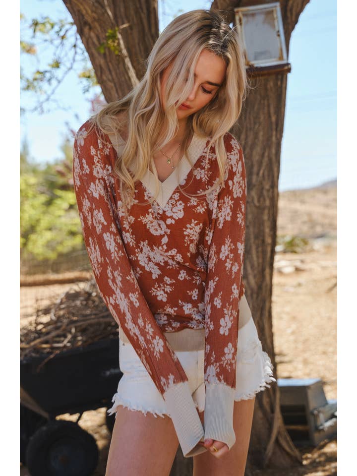 Oddi - Wholesale Knit Top - Women's - Plus Relaxed Floral Jacquard Knit Top2