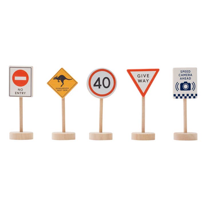 Make Me Iconic - Wholesale Wood Toy - Kids - WOODEN TOY - LOOSE CHANGE AUSSIE ROAD SIGNS