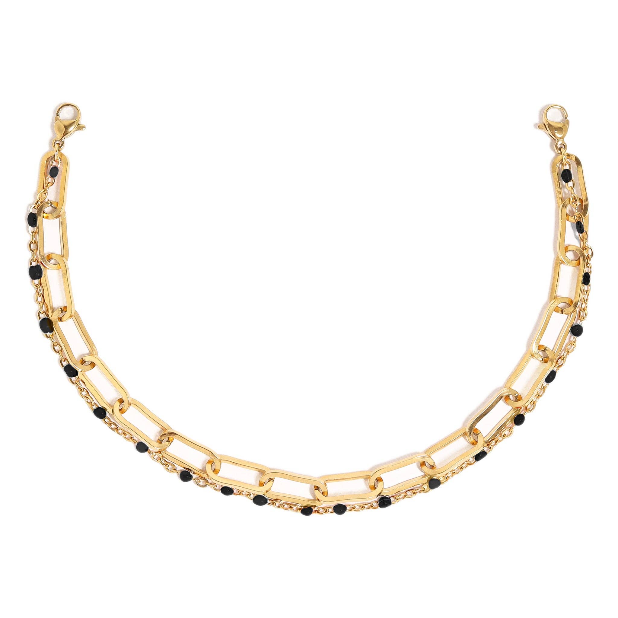 WJW – wholesale Hat accessory – Women's – Trucker Hat Chain: Paperclip and Satellite Layered Chain Set2