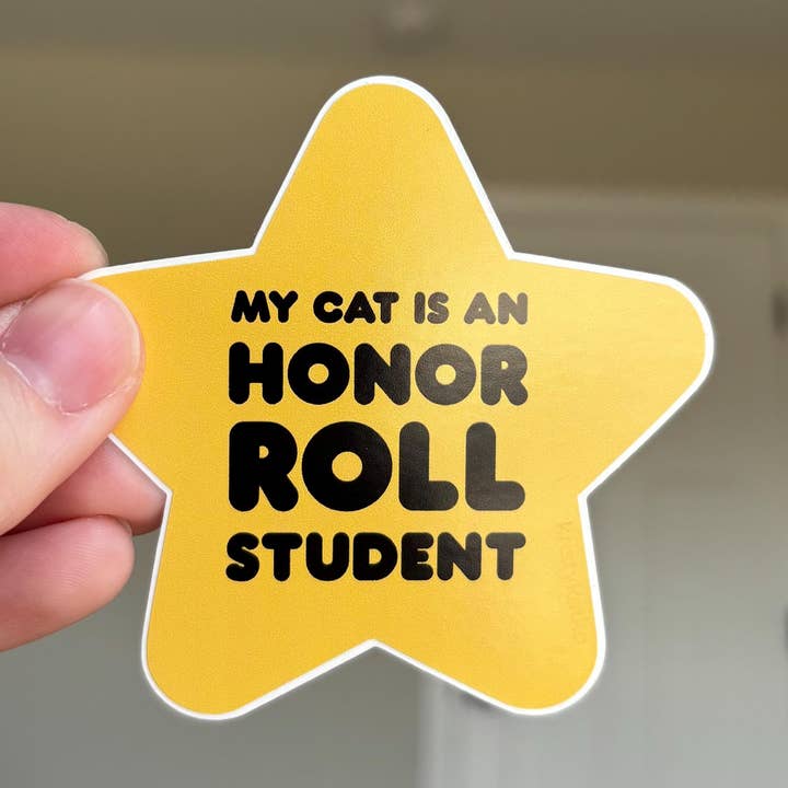 STICKER - WATERPROOF - my cat is an honor roll student for wholesale by kristykatko