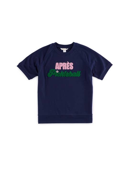 Shiraleah - Wholesale Sweatshirt - Women's - "APRÈS PICKLEBALL" LIGHTWEIGHT SHORT SLEEVE SWEATSHIRT,NAVY