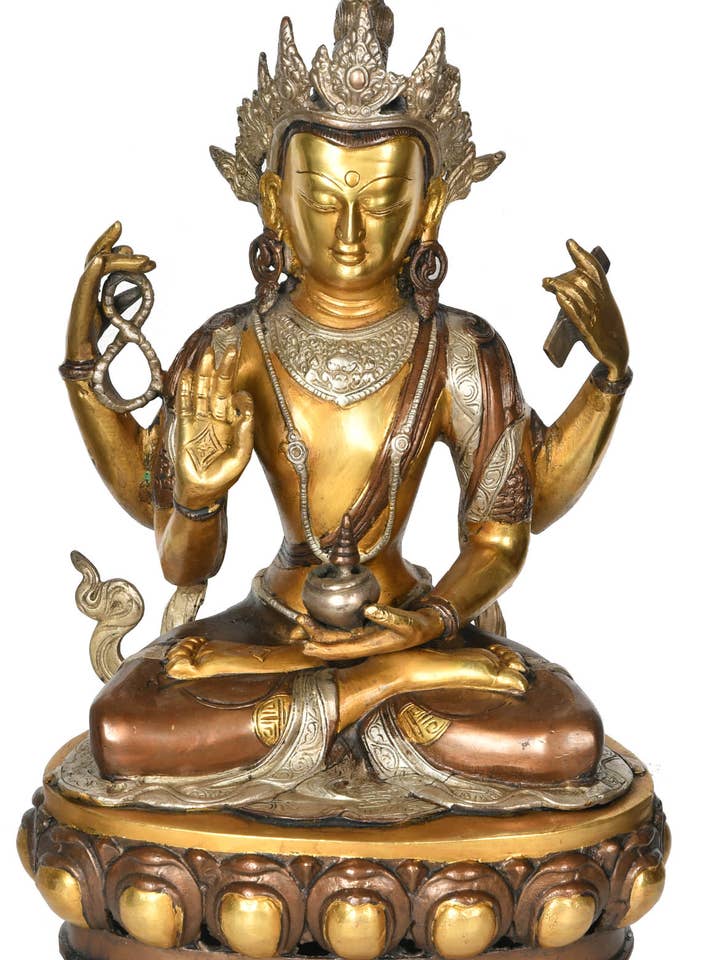 16 ”En sammansatt bild av tibetansk buddhistisk gudom i mässing för wholesale av Exotic India Art